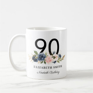 90:e födelsedag för den  Personligen Guld Blommi Kaffemugg