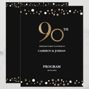 90:e födelsedag för fotokonfetti Guld anpassningsb