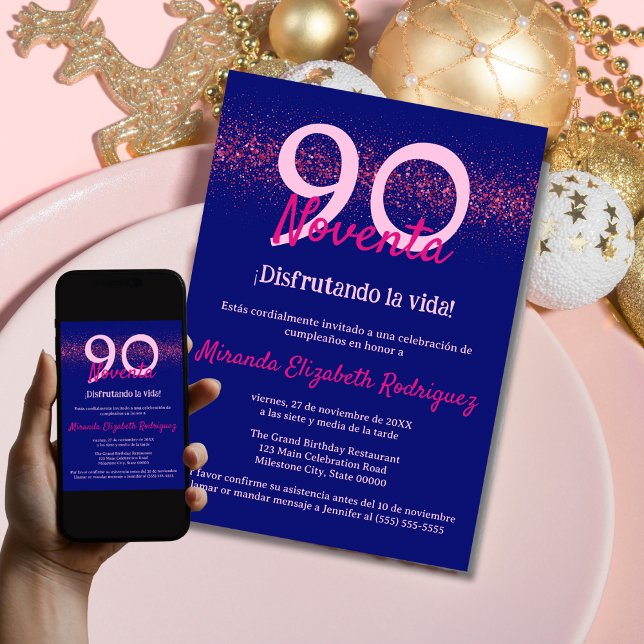 90:e födelsedag för kvinnliga marinfiskare i Shock Inbjudningar (Skapare uppladdad)