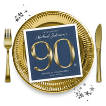 90:e födelsedag för marinblått och Guld Elegant