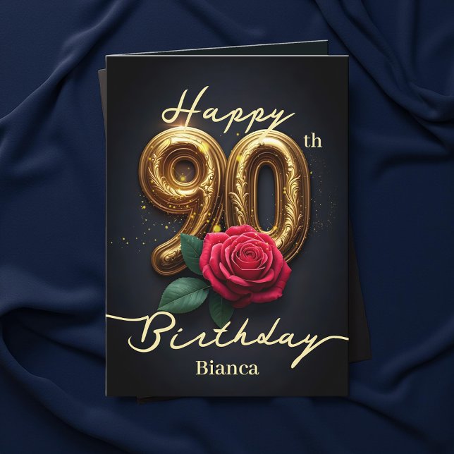 90:e födelsedag för röd ros och Guld Kort (Skapare uppladdad)