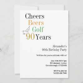 90:e födelsedag Golf Cheers Öl Minimal Party Inbjudningar