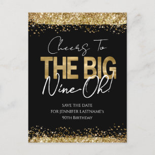 90:e födelsedag Guld Black Spara vykortet för datu Vykort