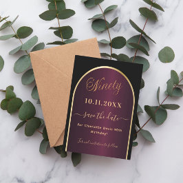 90:e födelsedag i Black burgundy guld Spara Datumet