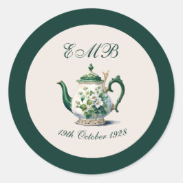 90:e födelsedag i Grönten Tea Party Runt Klistermärke