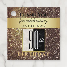 90:e födelsedag i guld Glitter Tack