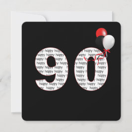 90:e födelsedag i lycklig vid svartvit inbjudan