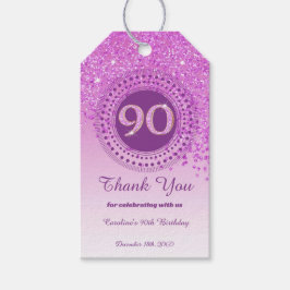 90:e födelsedag i modern Rosa Glitter Presentetikett