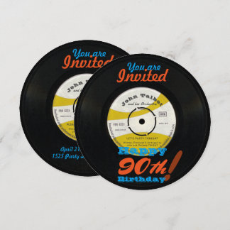90:e födelsedag Inbjudan Retro Vinyl Record 45 var