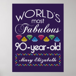 90:e födelsedag Lila av de mest färgade färglösa a Poster