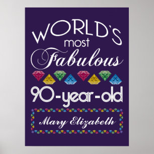 90:e födelsedag Lila av de mest färgade färglösa a Poster