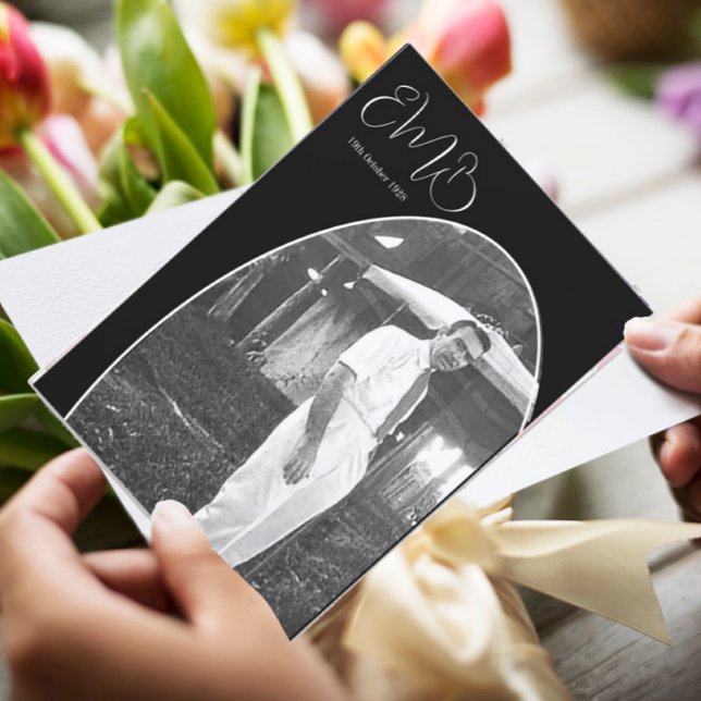 90:e födelsedag, manlig fotomonogram Snyggt födels Inbjudningar (Skapare uppladdad)