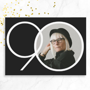 90:e födelsedag med minimal svart vit Anpassningsb Inbjudningar