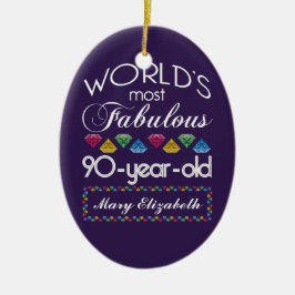 90:e födelsedag mest purpurfärgade sagolika julgransprydnad keramik