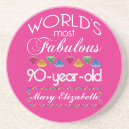 90:e födelsedag mest rosa sagolika färgrika Gems Underlägg