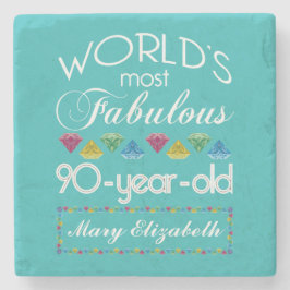 90:e födelsedag mest sagolik färgrik Gemturkos Stenunderlägg