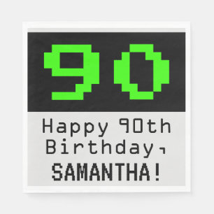 90:e födelsedag - Nerdy/Geeky Stil "90" & Namn Pappersservett