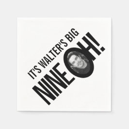 90:e födelsedag NINE OH! Fotomono svartvit Pappersservett