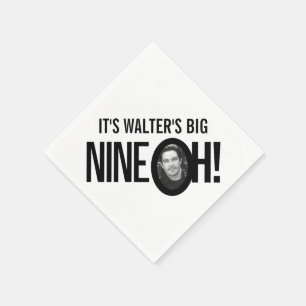 90:e födelsedag NINE OH! Fotomono svartvit Pappersservett