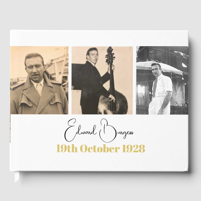 90:e födelsedag Personligt 3 foto födelsemeddeland Gästböcker (Framsida)