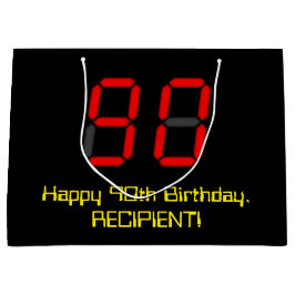 90:e födelsedag: Red Digital Clock Stil "90" + Nam