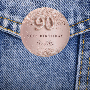 90:e födelsedag ro guld glitter namn bricka i knapp