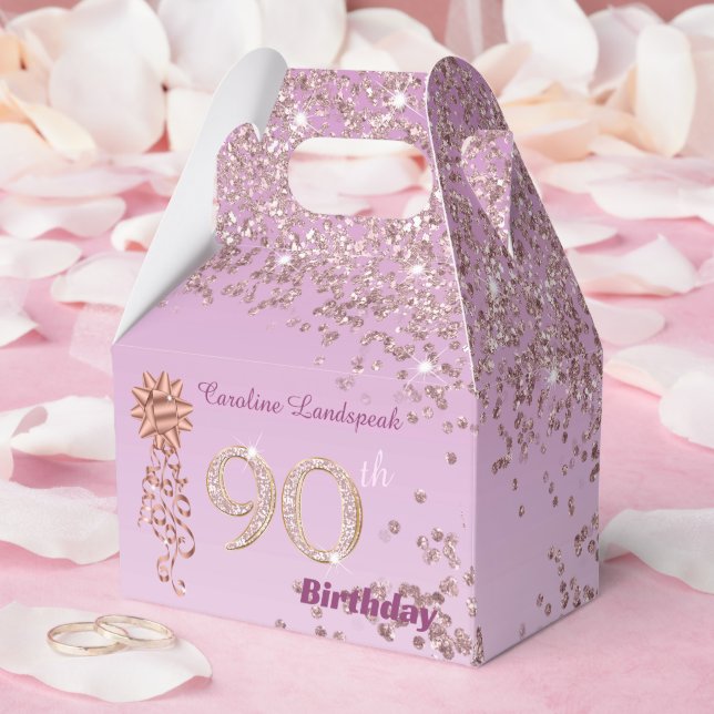 90:e födelsedag ro Guld Glitter och Ribbon Presentaskar (Bröllop)