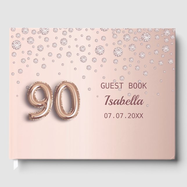 90:e födelsedag ro guld rosa diamanter gästböcker (Framsida)