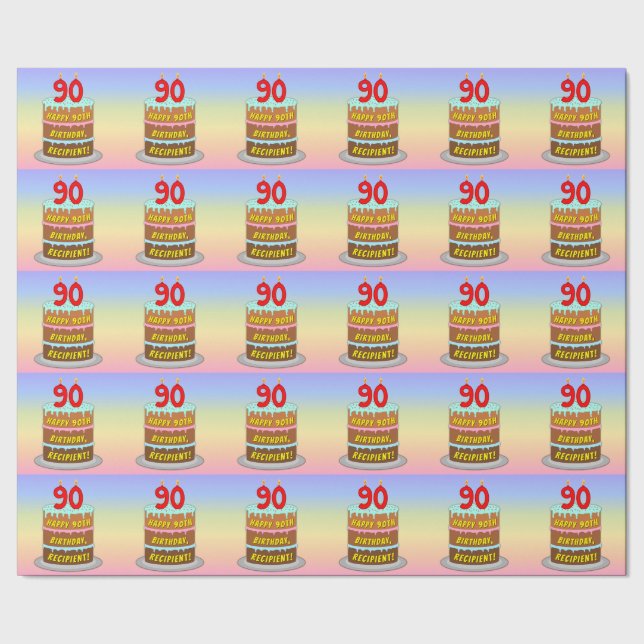 90:e födelsedag: Roligt Cake and Candles + eget na Presentpapper (Seam)