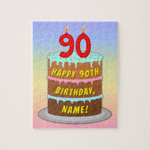 90:e födelsedag: Roligt Cake and Candles + eget na Pussel