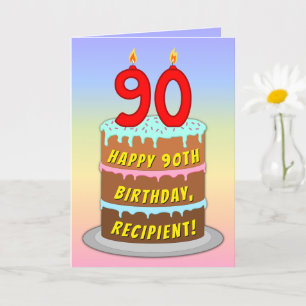 90:e födelsedag - Roligt Cake & Candles, med eget Kort