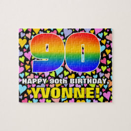 90:e födelsedag - Roligt, hjärtklappning + "90" Pussel