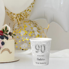 90:e födelsedag silver glitter dammmonogram