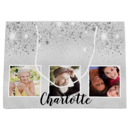 90:e födelsedag silver glitter-foto namn