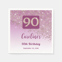 90:e födelsedag Söt Ro Guld Glitter Pappersservett