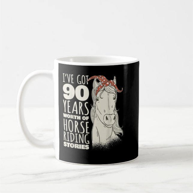 90:e födelsedagen 90-90 år Gammal häst Rider T- Kaffemugg (Vänster)
