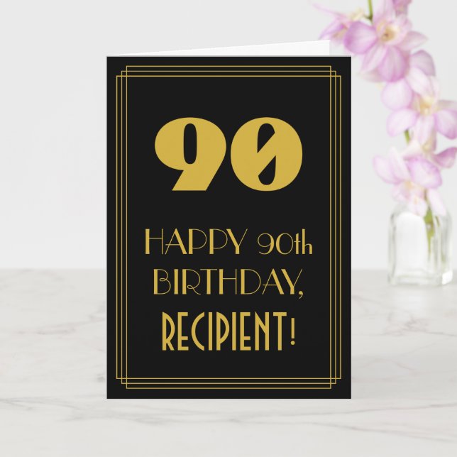 90:e födelsedagen - Art Deco Inspired Titta "90" & Kort (Orkide)