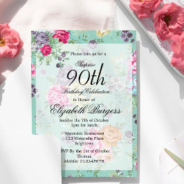 90:e födelsedagen Blommigt Ro Inbjudningar
