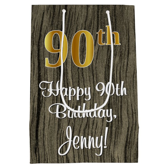 90:e födelsedagen: Elegant Faux Guld look #, Faux  (Baksidan)