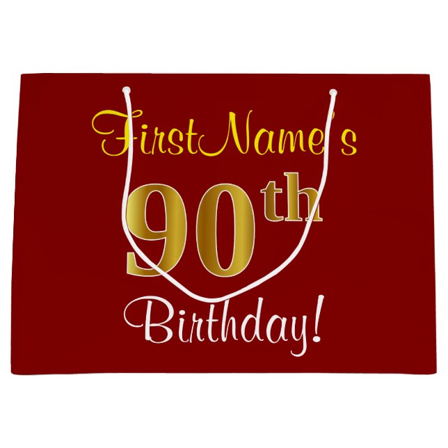 90:e födelsedagen elegant, röd, faux Guld; Anpassa (Framsidan)