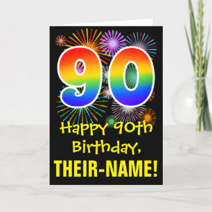 90:e födelsedagen: Roligt Fireworks Mönster + Rain Kort
