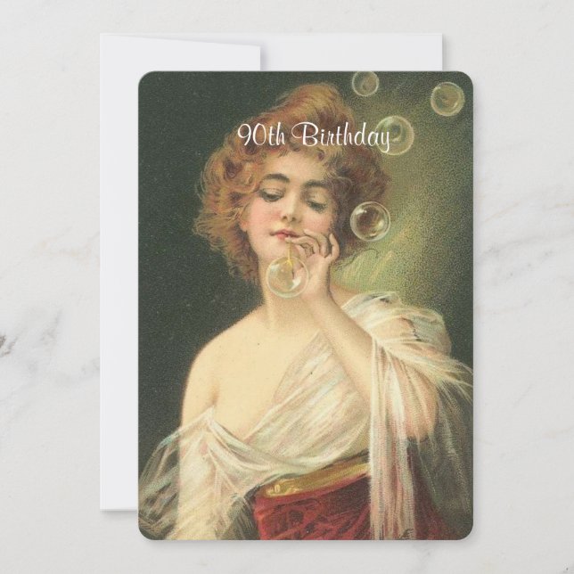 90:e födelsedagen, vackra viktorianska kvinnor, An Inbjudningar (Framsida)