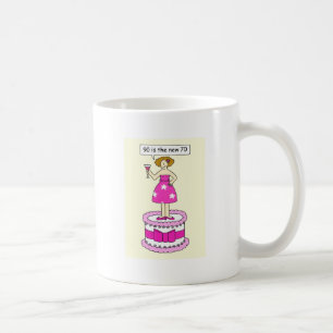 90:e födelsedaghumor för henne, 90 är de nya 70 kaffemugg