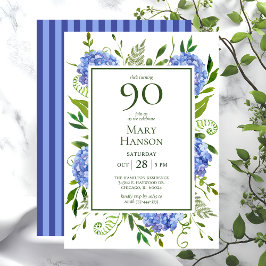 90:e födelsedagsblå Hydrangeas Inbjudningar
