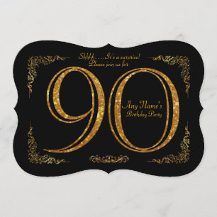 90:e,Födelsedagsfest 90:e,underbarare Gatsby,svart Inbjudningar