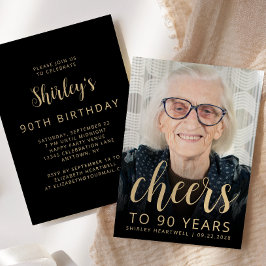 90:e Födelsedagsfest för anpassningsbar Photo Chee Inbjudningar
