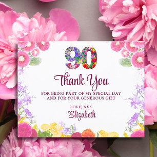 90:e Födelsedagsfest för Blommigt av elegant / 90 Vykort