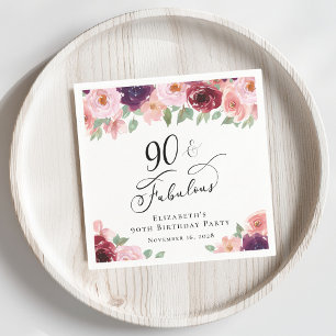 90:e Födelsedagsfest för Blommigt av elegant Pappersservett