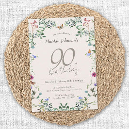 90:e Födelsedagsfest för Elegant av Blommigten Wil Inbjudningar