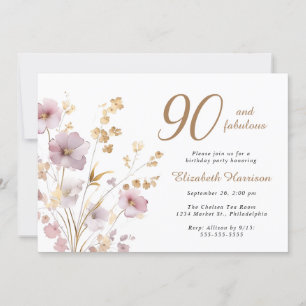 90:e Födelsedagsfest för elegant av Wildblommans v Inbjudningar